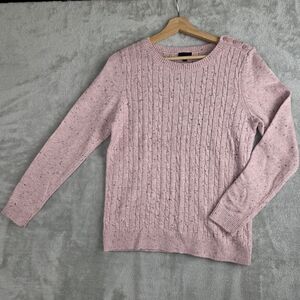 J. Jill Pink Crew Neck Cable Knit Sweater